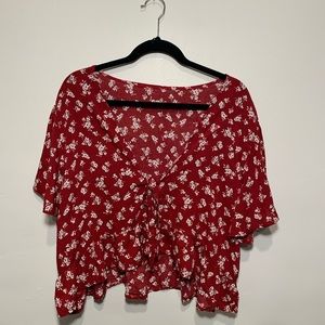 Shein Cropped Tie Blouse